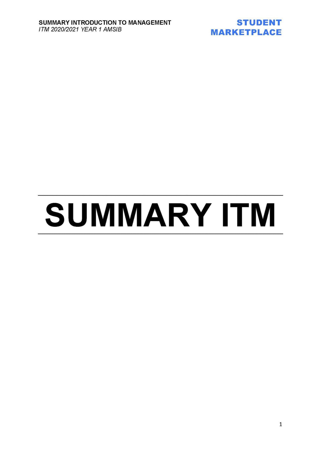 AMSIB ITM - Summary - 1st year