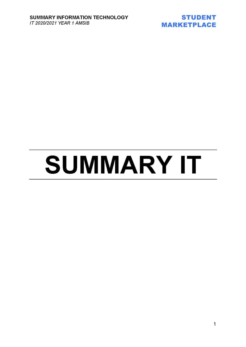 AMSIB IT - Summary - 1st year