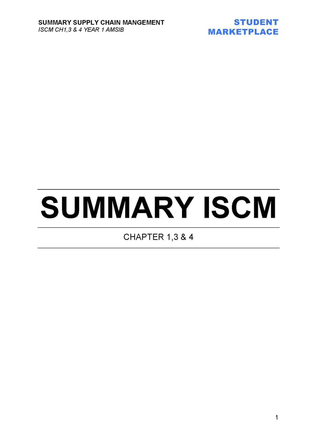 AMSIB ISCM - Midterm Summary - 1st year