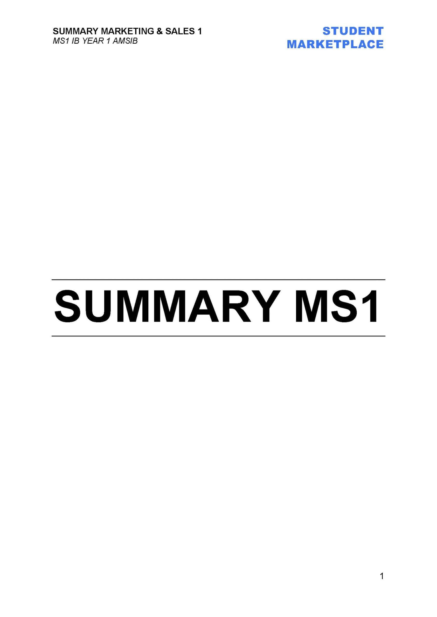 AMSIB MS1 - Summary - 1st year