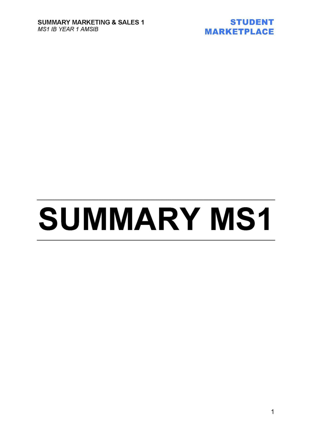 AMSIB MS1 - Summary - 1st year